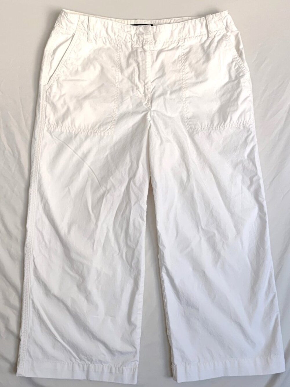 Talbots Wide Leg White Capri Site 10 Heritage Highrise Front/Back Pockets